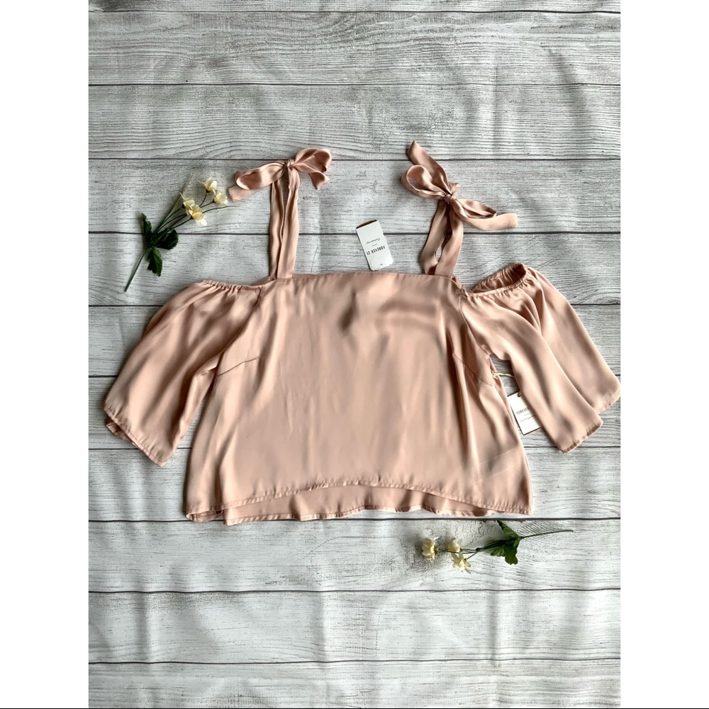 Forever21 Tie Straps Off The Shoulder Satin Top